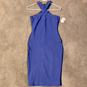 High neck body-con midi dress